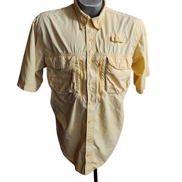 Mens Cabela's Guide Wear Fishing Shirt  Medium Tall MT Yellow UPF 40 - Picture 1 of 9
